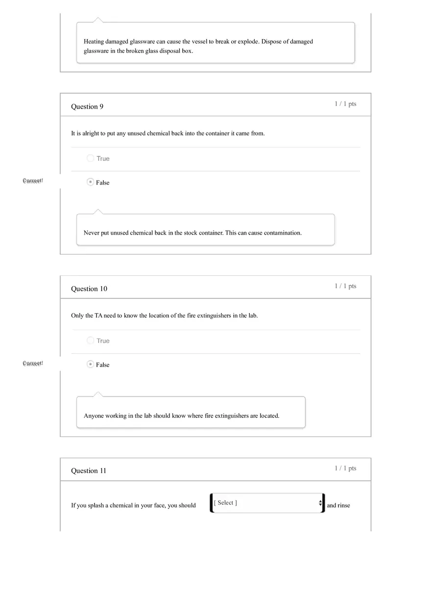 Lab Safety Quiz Answers - Page 5