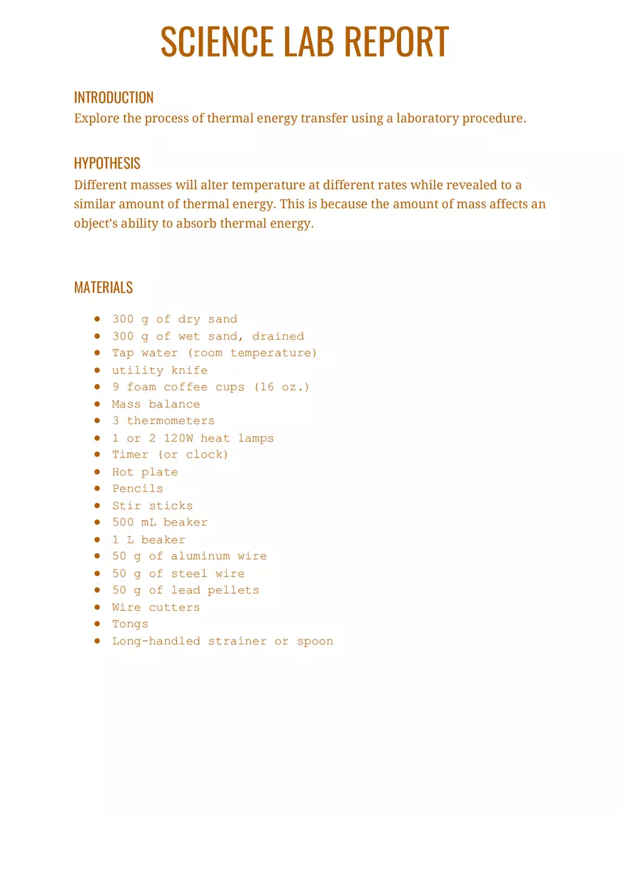 Lab Thermal Energy Transfer - Page 1