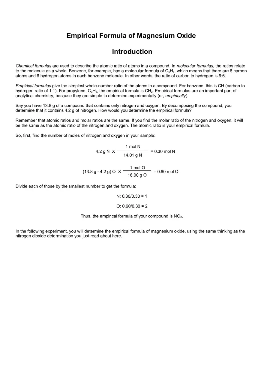 Empirical Formula of Magnesium Oxide - Page 1
