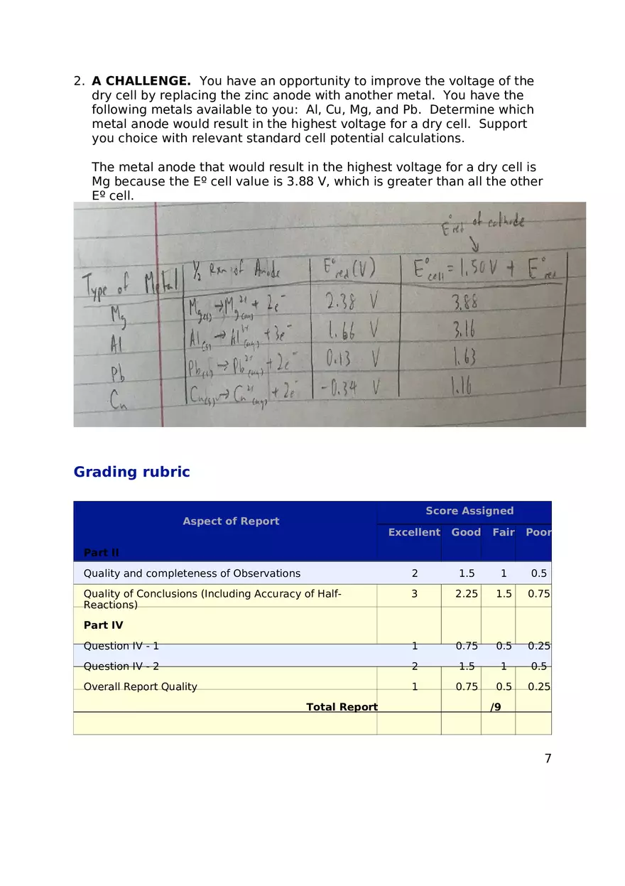 Lab Electrochemistry (Parts II and IV) - Page 7