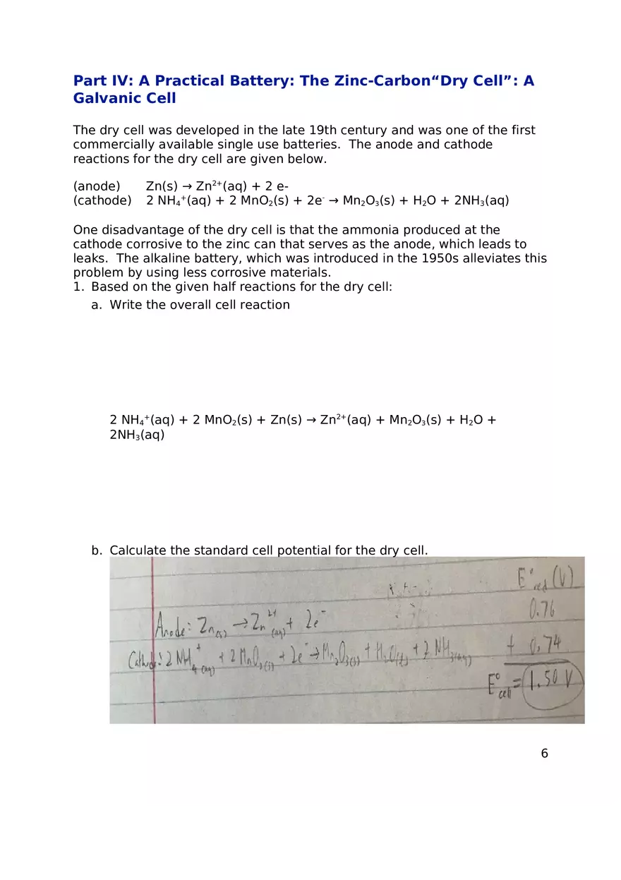 Lab Electrochemistry (Parts II and IV) - Page 6