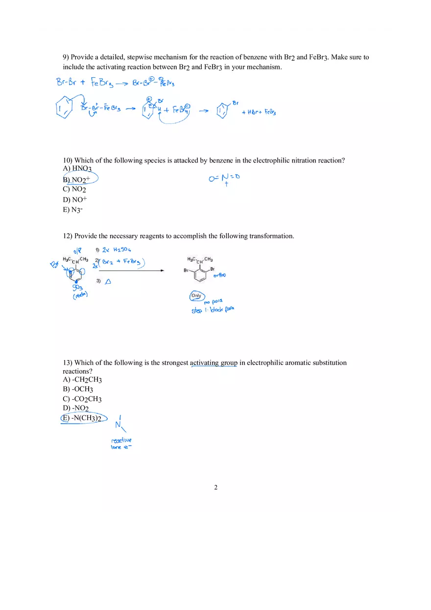 Reactions of Aromatic Compounds Answer Key - Page 2