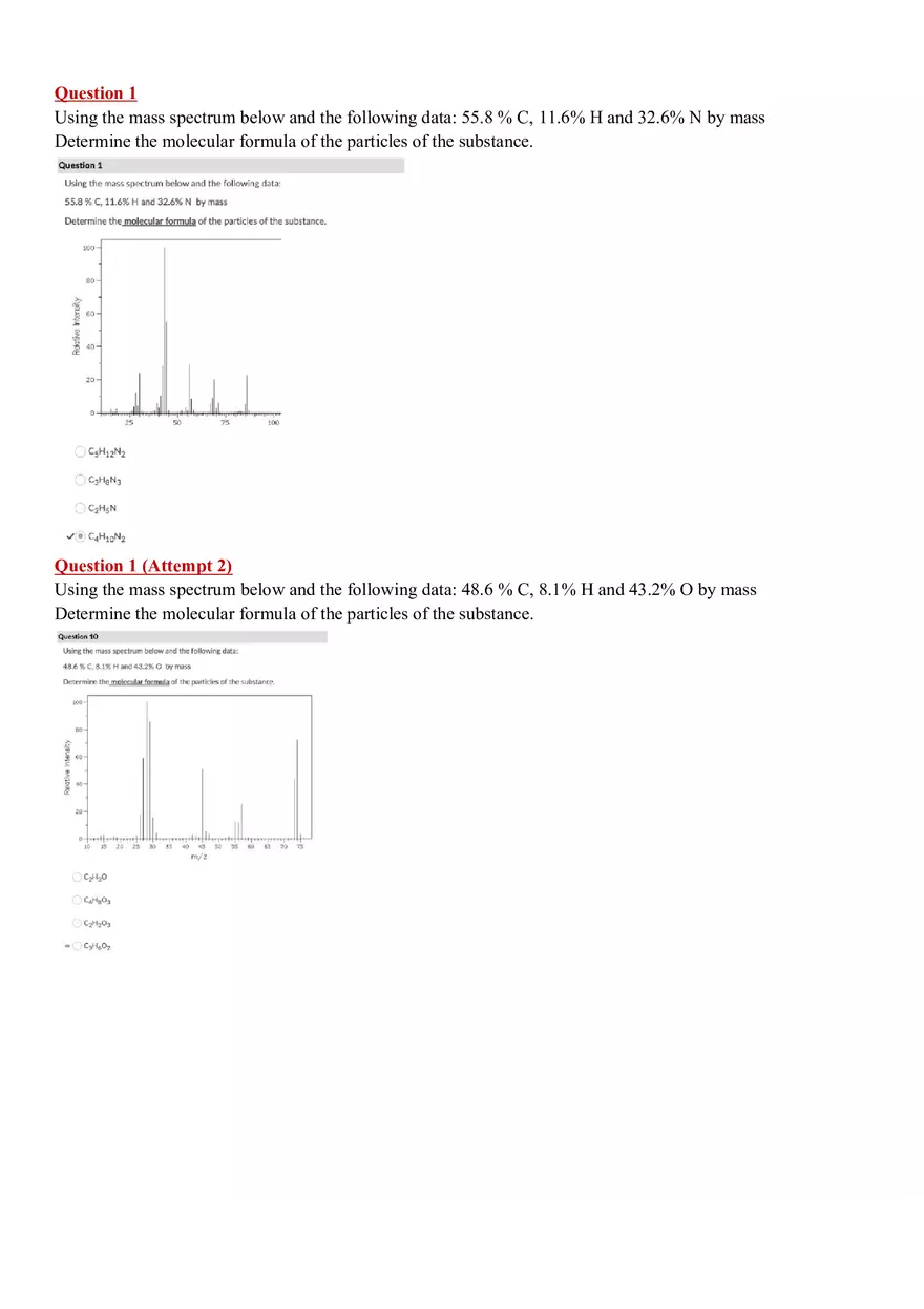 Mass Spectrometry and Percent Composition Test 1 - Page 1