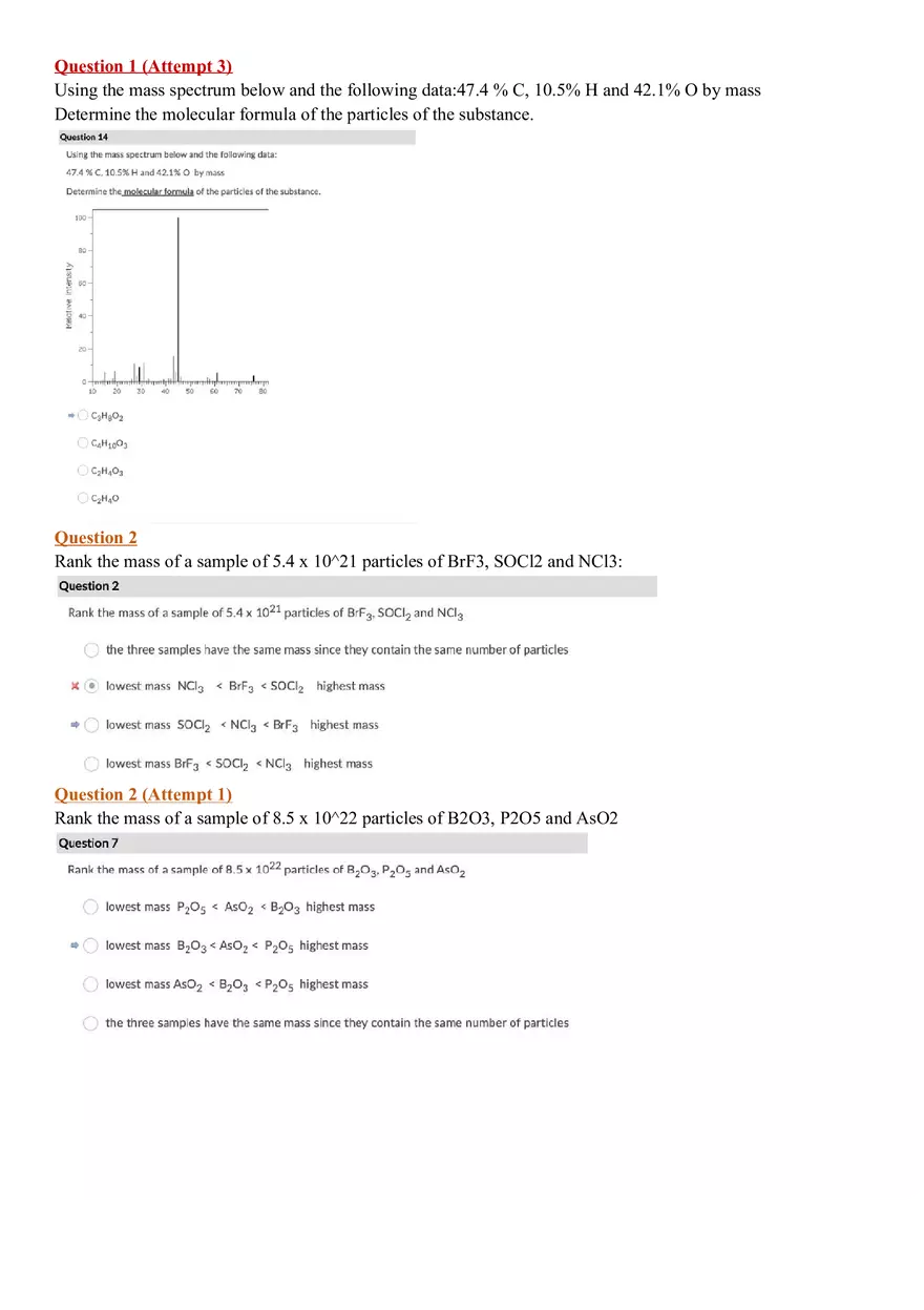 Mass Spectrometry and Percent Composition Test 1 - Page 2