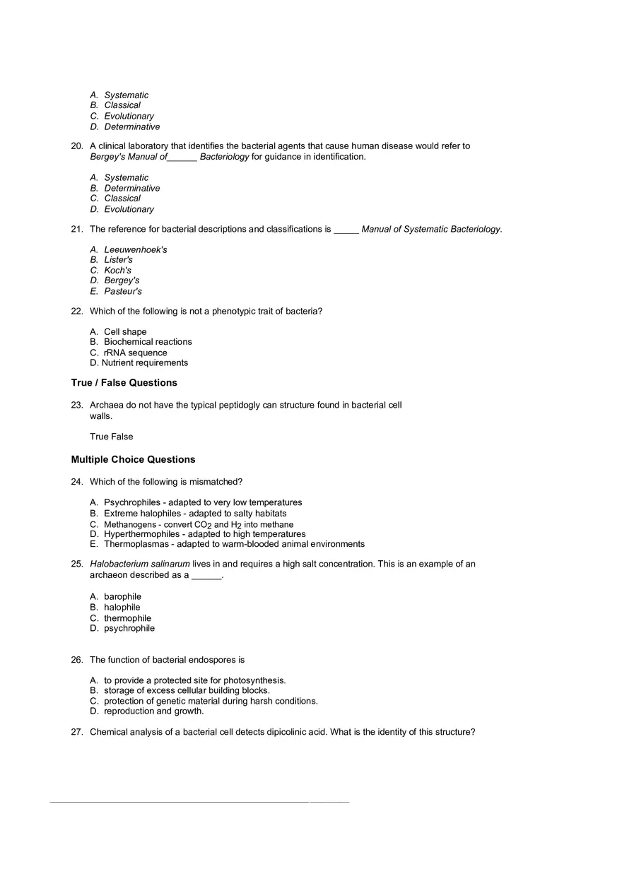 Test Practice Questions to Study for Microbiology Chapter Four Part 1 - Page 7