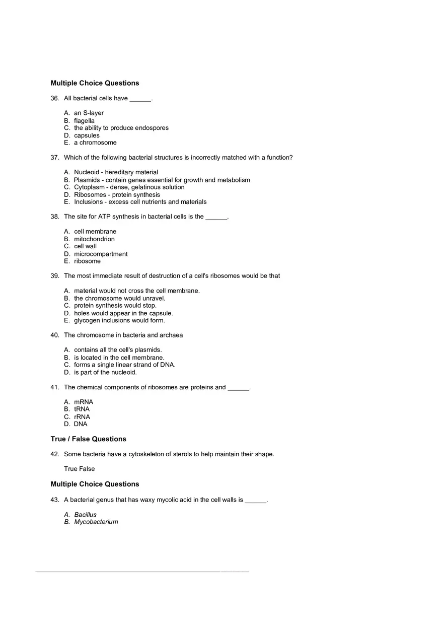 Test Practice Questions to Study for Microbiology Chapter Four Part 1 - Page 9