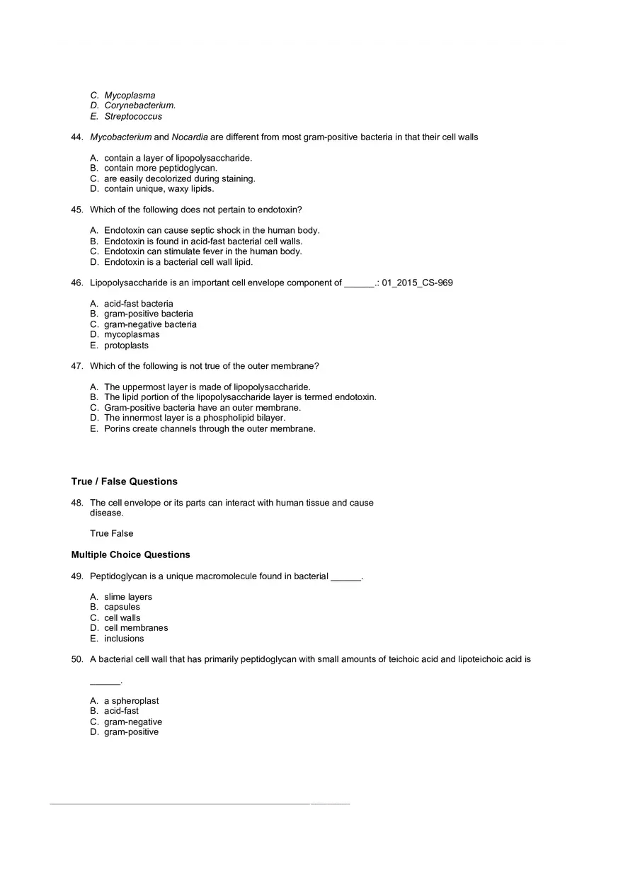 Test Practice Questions to Study for Microbiology Chapter Four Part 1 - Page 10
