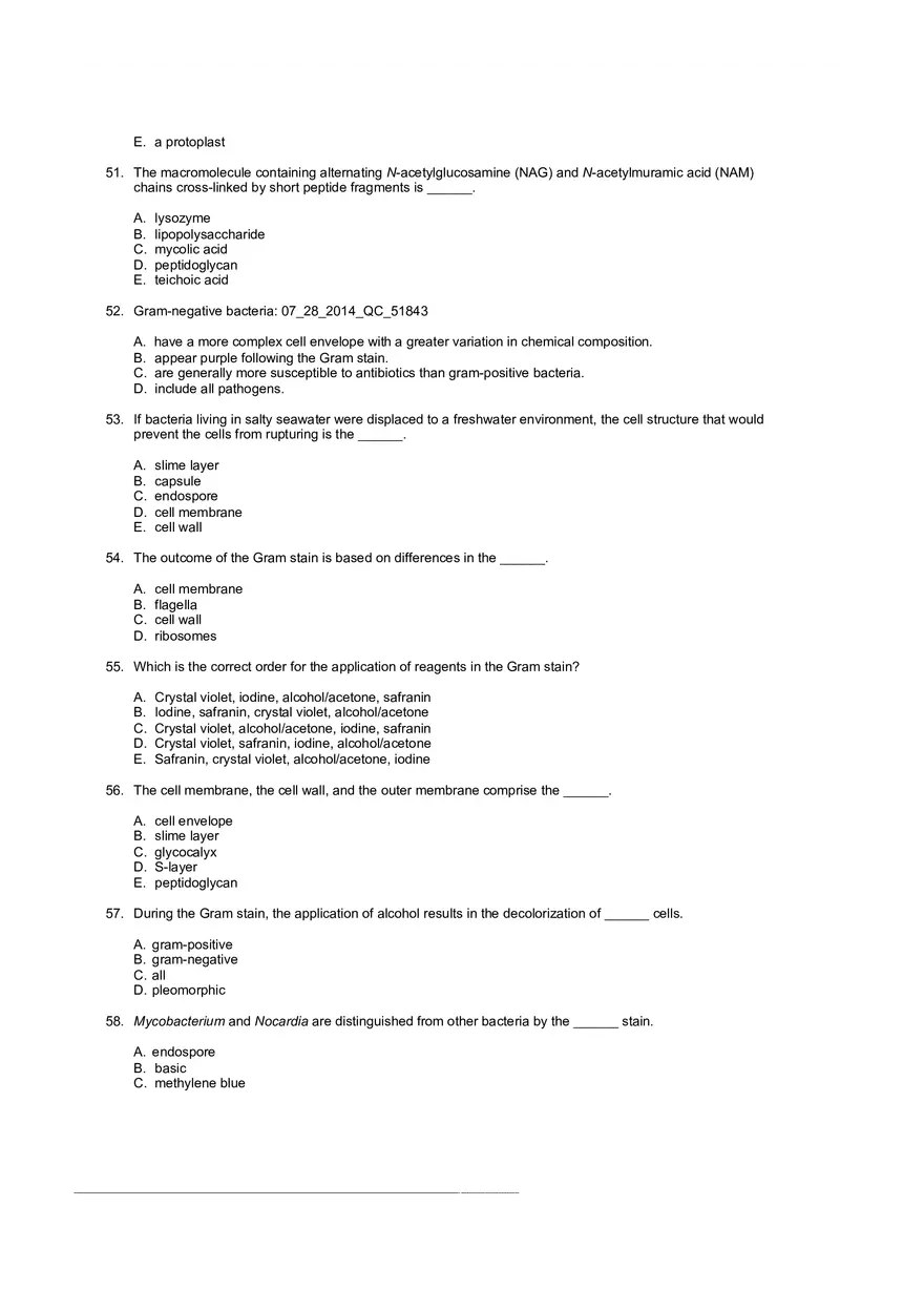 Test Practice Questions to Study for Microbiology Chapter Four Part 1 - Page 11