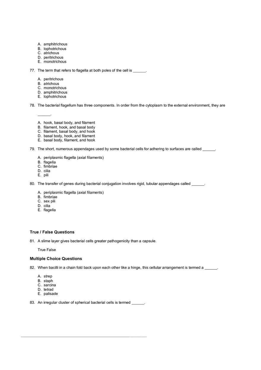 Test Practice Questions to Study for Microbiology Chapter Four Part 1 - Page 3