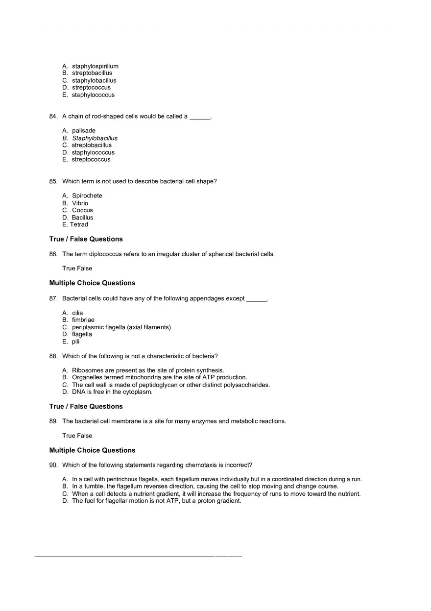 Test Practice Questions to Study for Microbiology Chapter Four Part 1 - Page 4