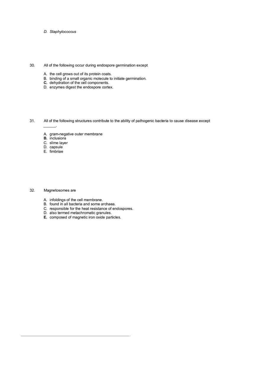 Test Practice Questions to Study for Microbiology Chapter Four Part 2 - Page 8