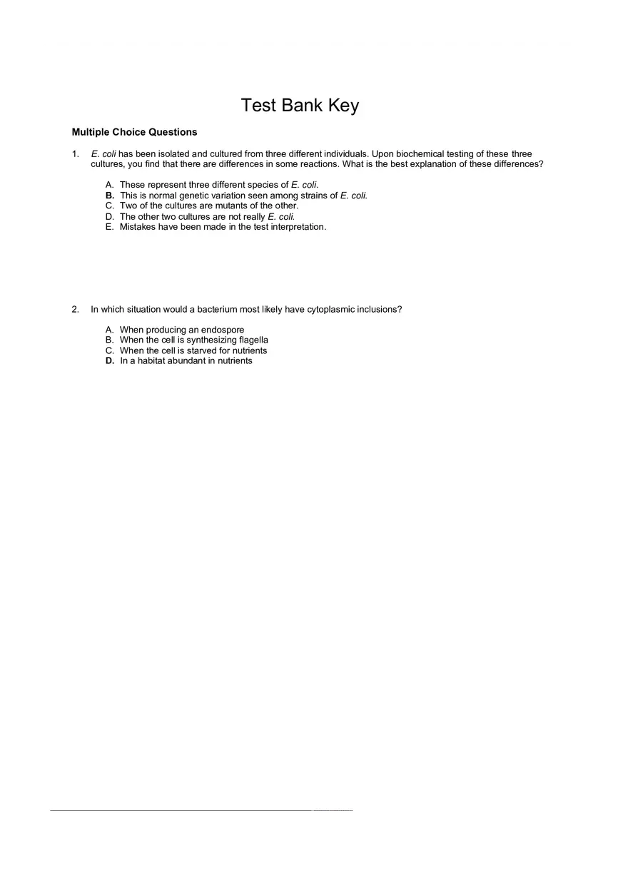 Test Practice Questions to Study for Microbiology Chapter Four Part 2 - Page 1