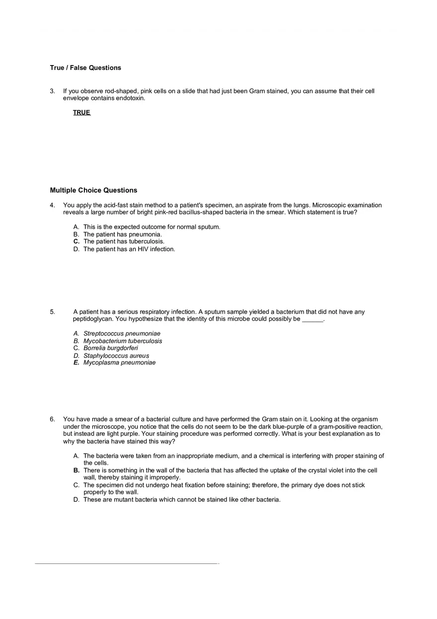 Test Practice Questions to Study for Microbiology Chapter Four Part 2 - Page 2