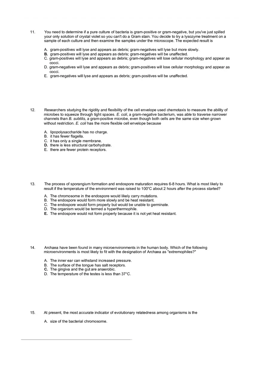 Test Practice Questions to Study for Microbiology Chapter Four Part 2 - Page 4