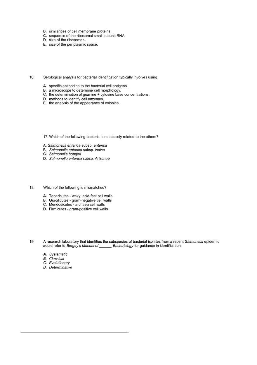 Test Practice Questions to Study for Microbiology Chapter Four Part 2 - Page 5