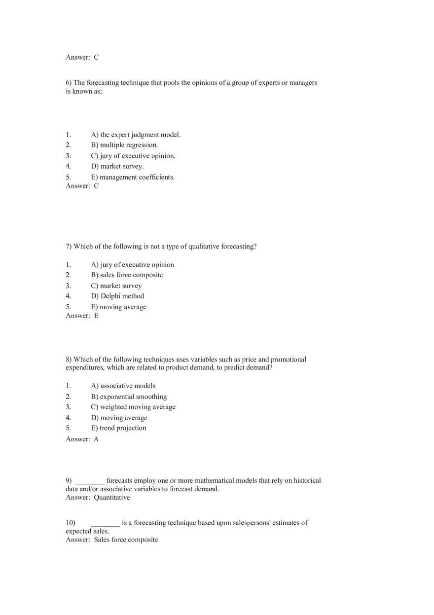 What is Forecasting Answer Key Part 1 - Page 8