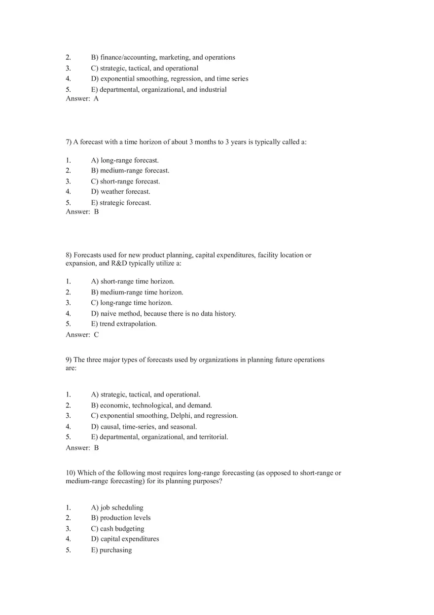 What is Forecasting Answer Key Part 1 - Page 2