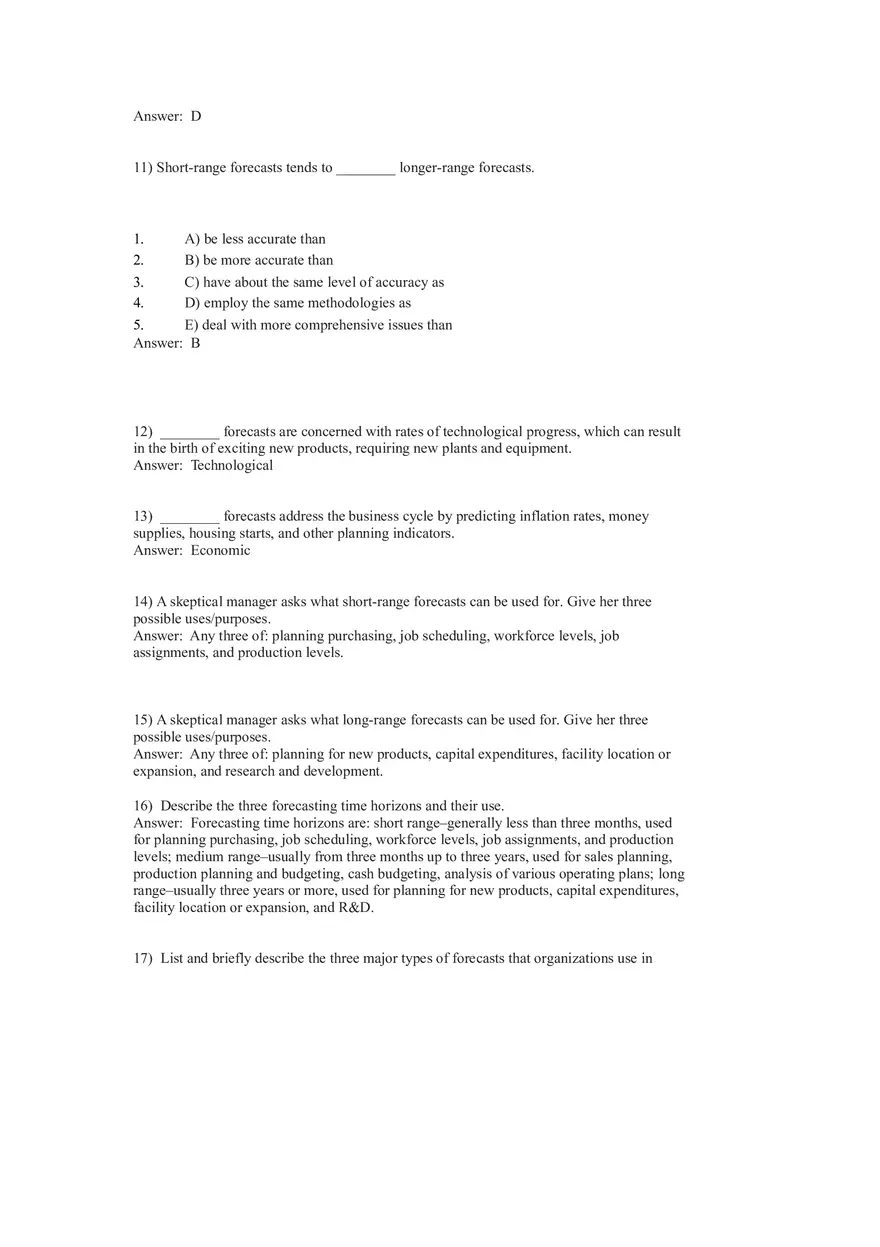 What is Forecasting Answer Key Part 1 - Page 5