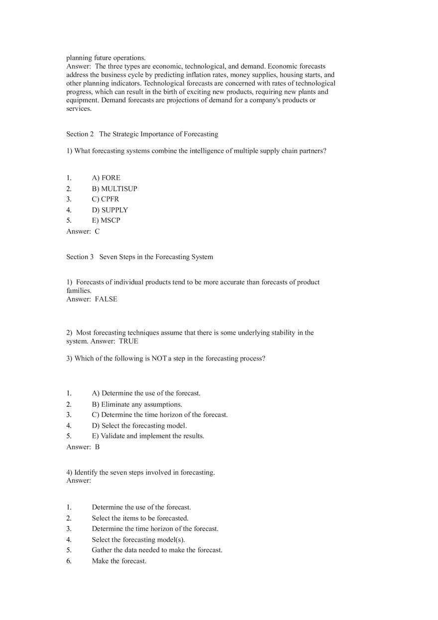 What is Forecasting Answer Key Part 1 - Page 6