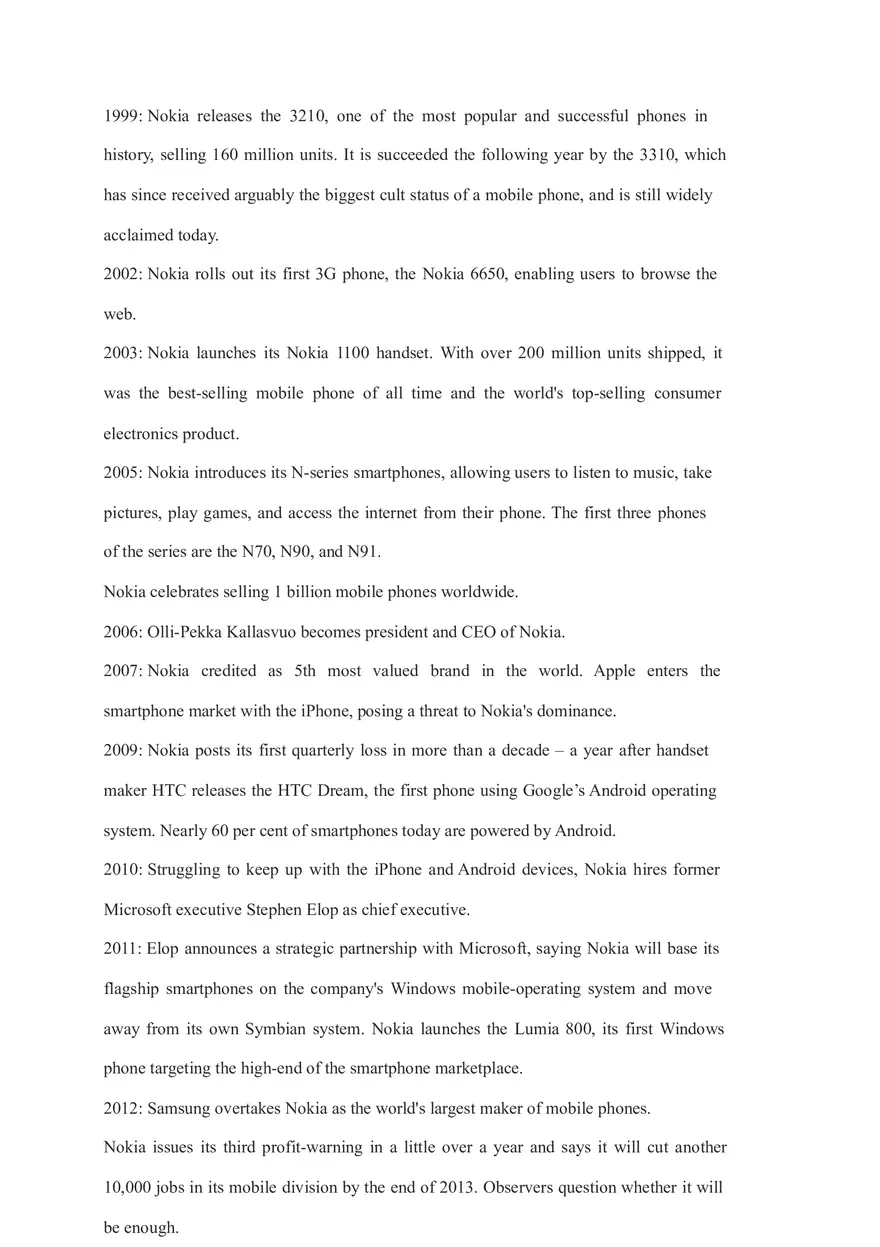 Brief History and Timeline of the Nokia Company - Page 2