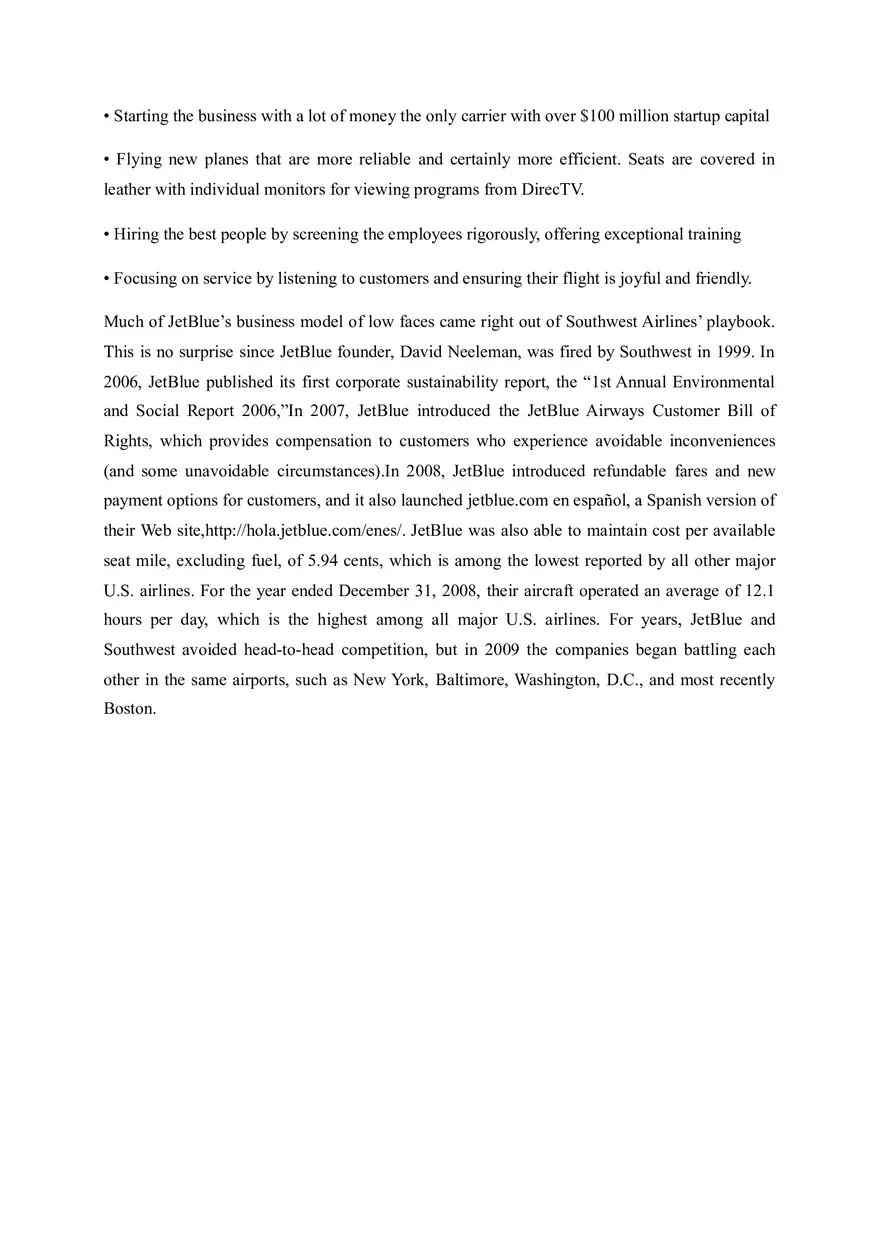 Case Analysis on Jet Blue Airways Part 1 - Page 1