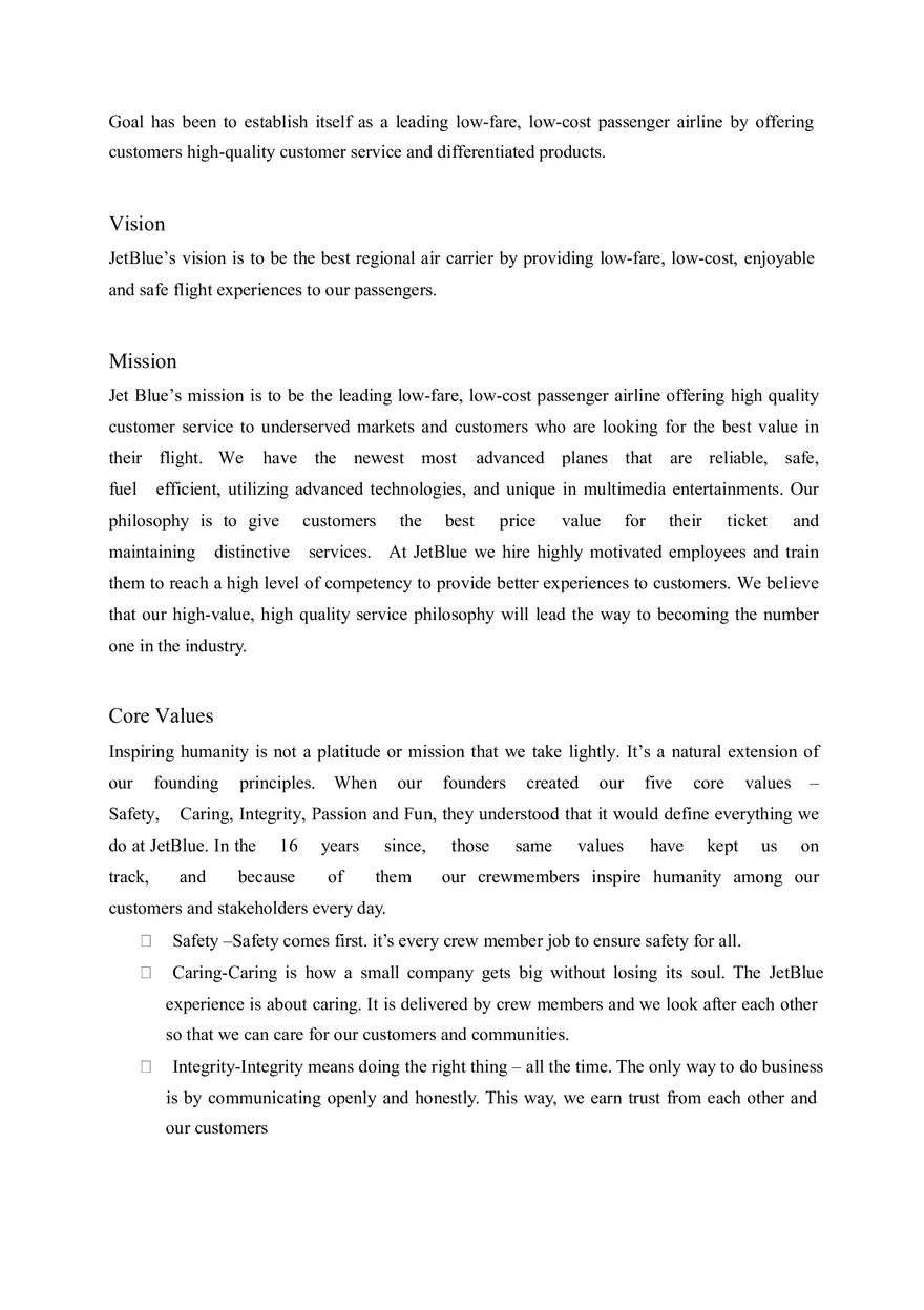 Case Analysis on Jet Blue Airways Part 1 - Page 2