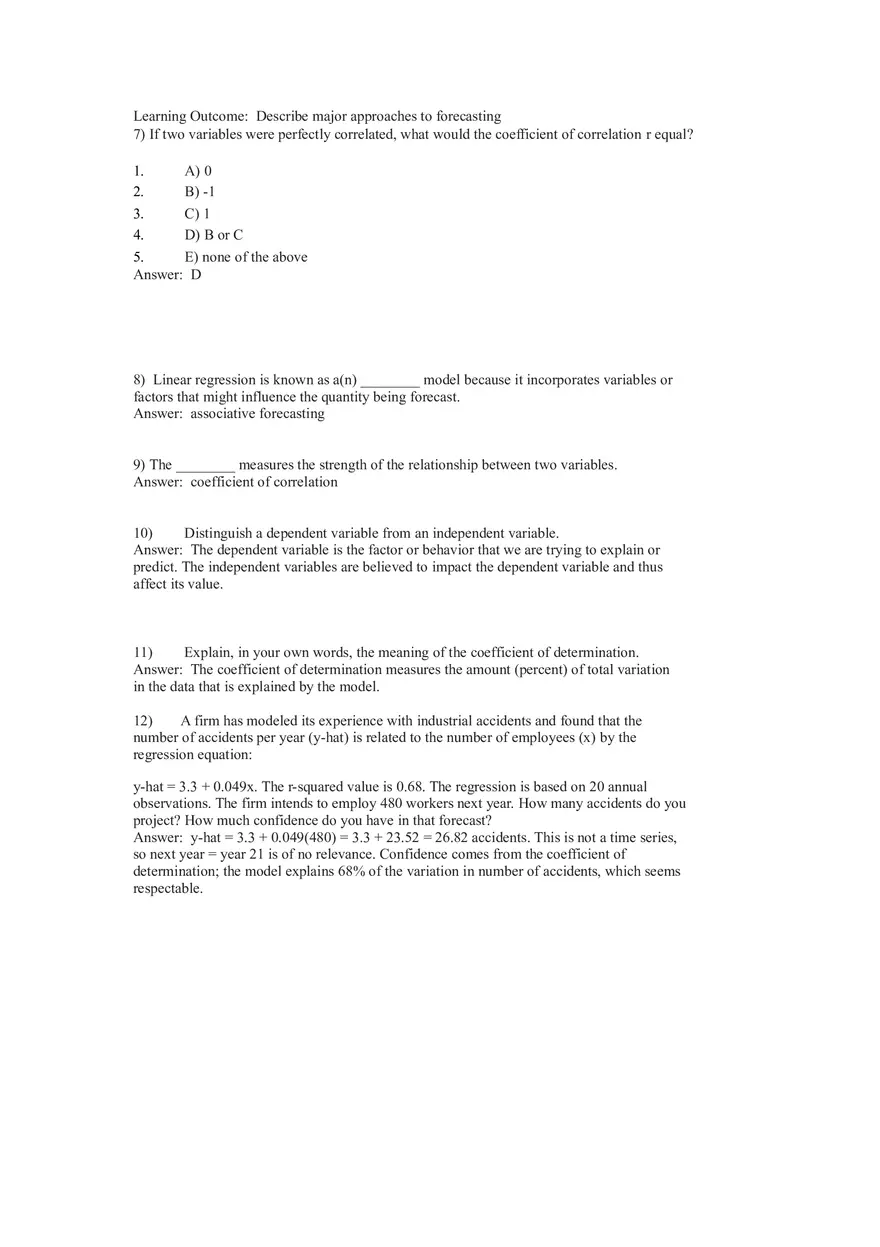 What is Forecasting Answer Key Part 3 - Page 8