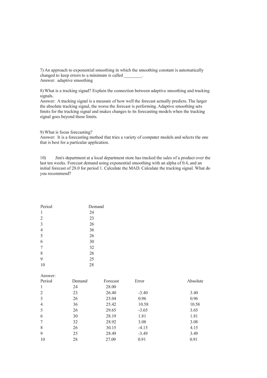 What is Forecasting Answer Key Part 3 - Page 11