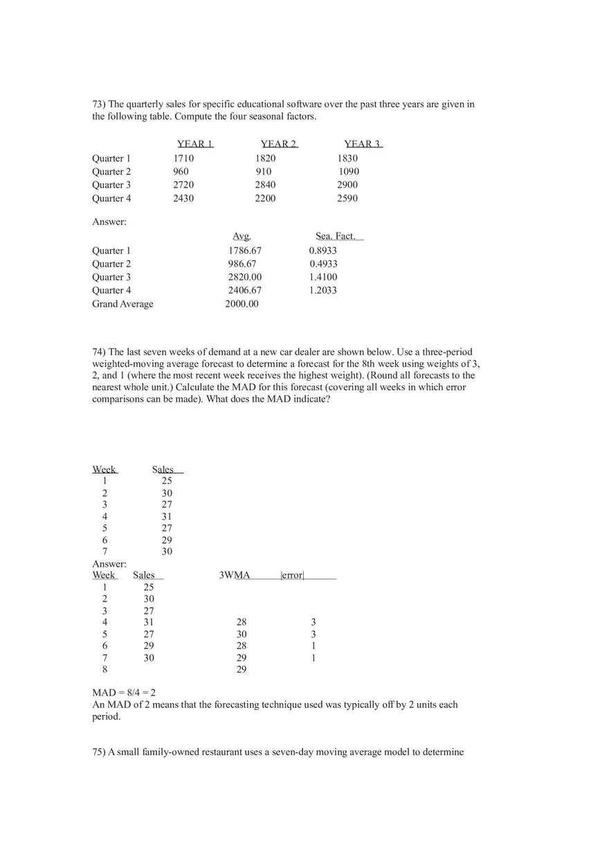What is Forecasting Answer Key Part 3 - Page 5