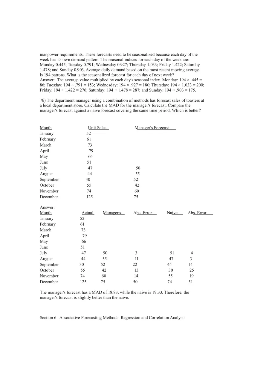 What is Forecasting Answer Key Part 3 - Page 6