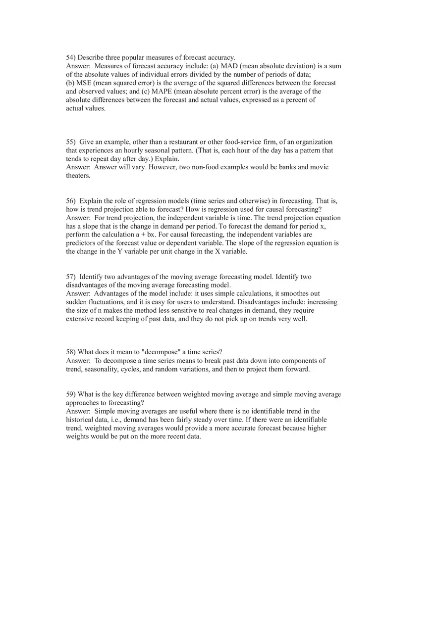 What is Forecasting Answer Key Part 2 - Page 8
