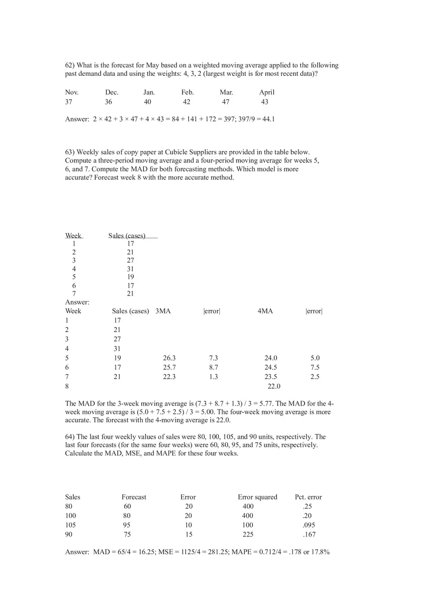 What is Forecasting Answer Key Part 2 - Page 10