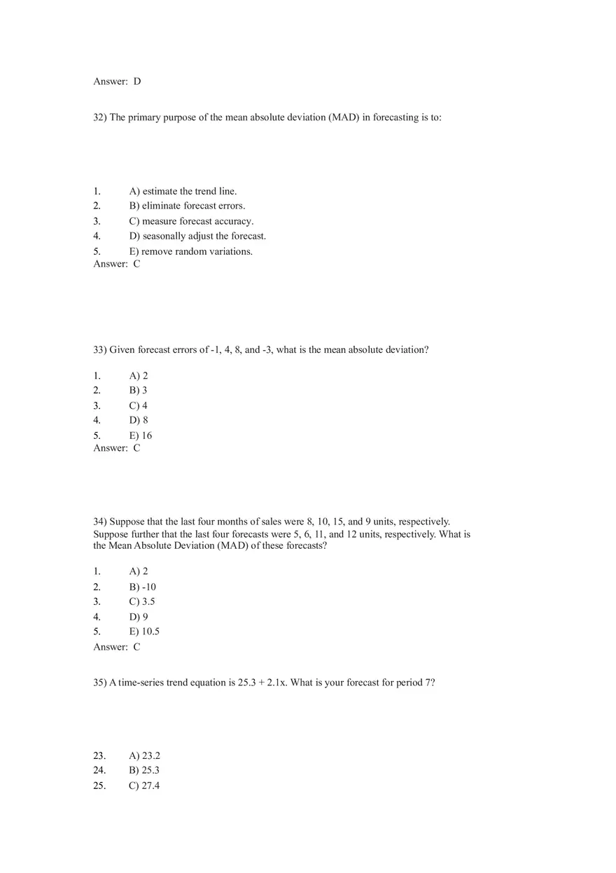 What is Forecasting Answer Key Part 2 - Page 3