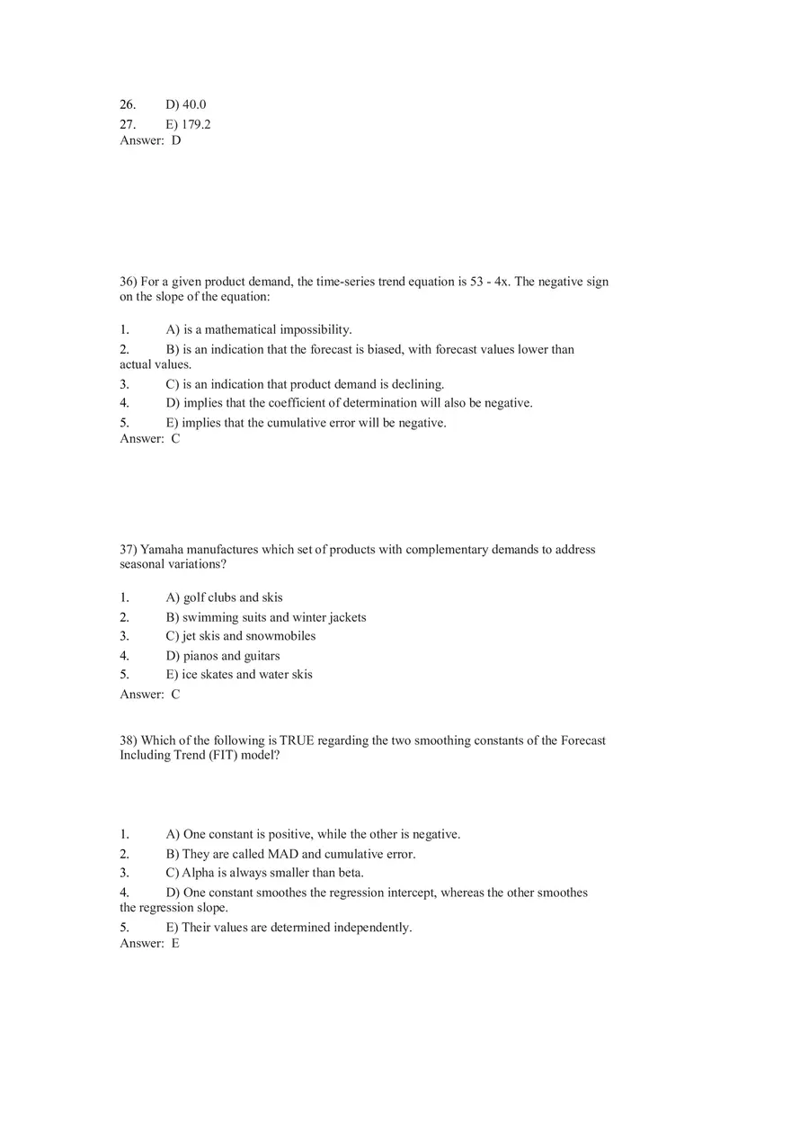 What is Forecasting Answer Key Part 2 - Page 4