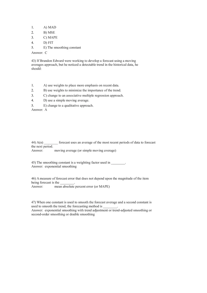 What is Forecasting Answer Key Part 2 - Page 6