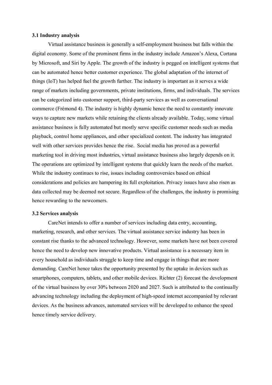Virtual Assistant Business Plan - Page 2