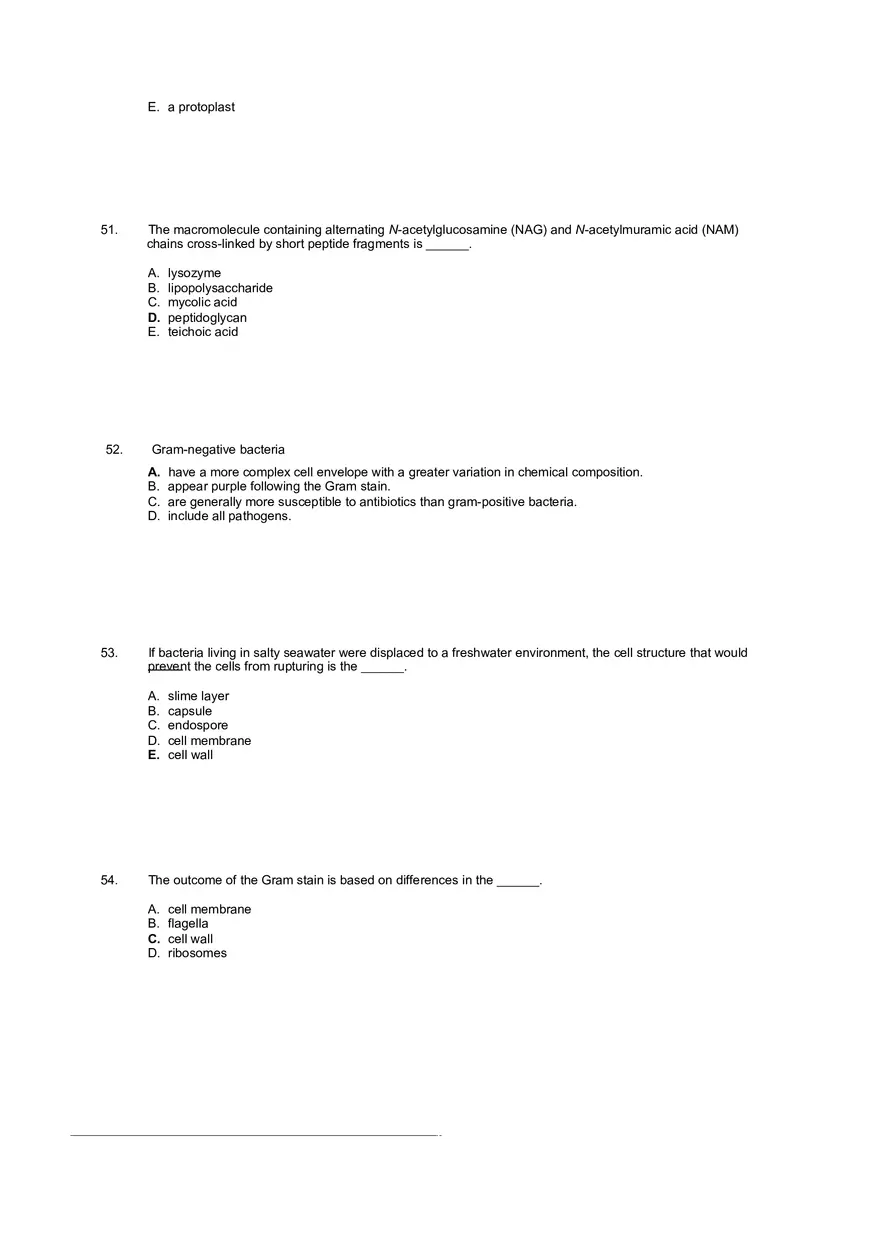 Test Practice Questions to Study for Microbiology Chapter Four Part 3 - Page 7