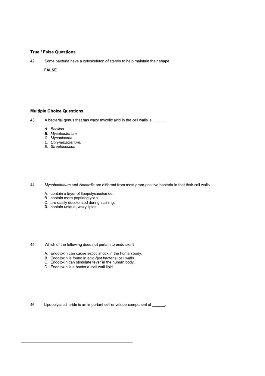 Test Practice Questions to Study for Microbiology Chapter Four Part 3 - Page 1