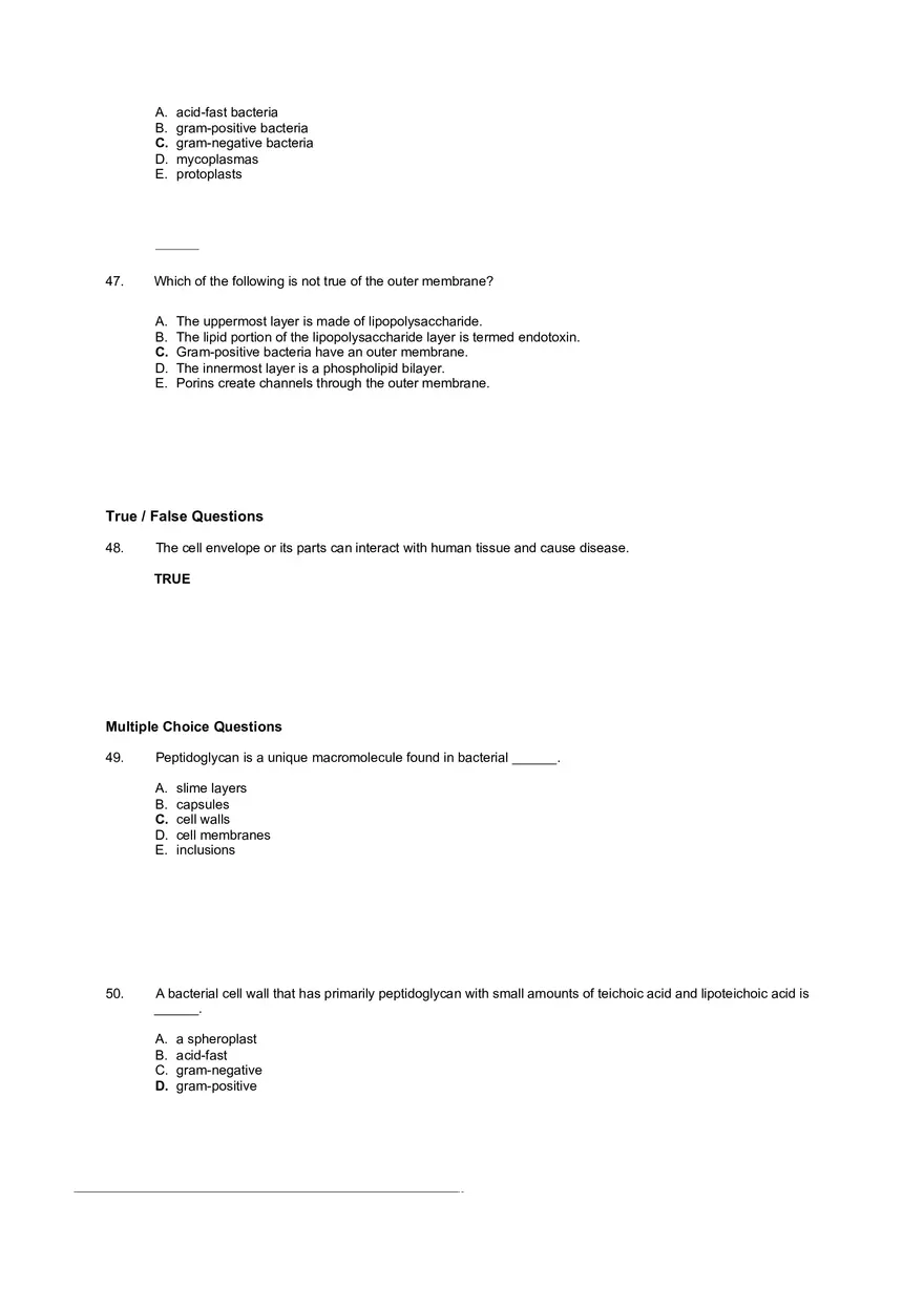 Test Practice Questions to Study for Microbiology Chapter Four Part 3 - Page 2