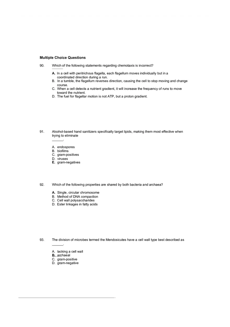 Test Practice Questions to Study for Microbiology Chapter Four Part 3 - Page 5