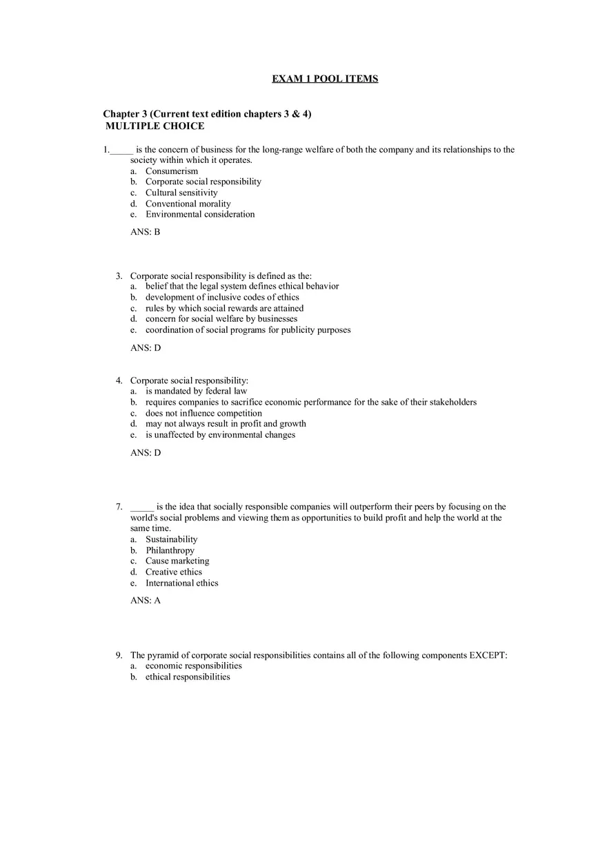 An Overview of Marketing Chapter 3 Answer Key - Page 1