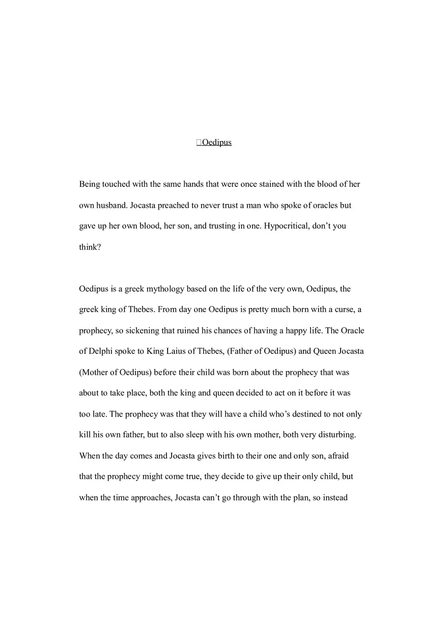 Oedipus - Summary - Page 1