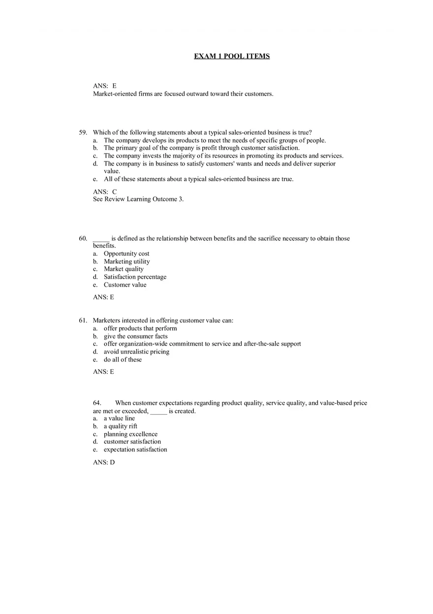An Overview of Marketing Chapters 1-2 Answer Key - Page 8