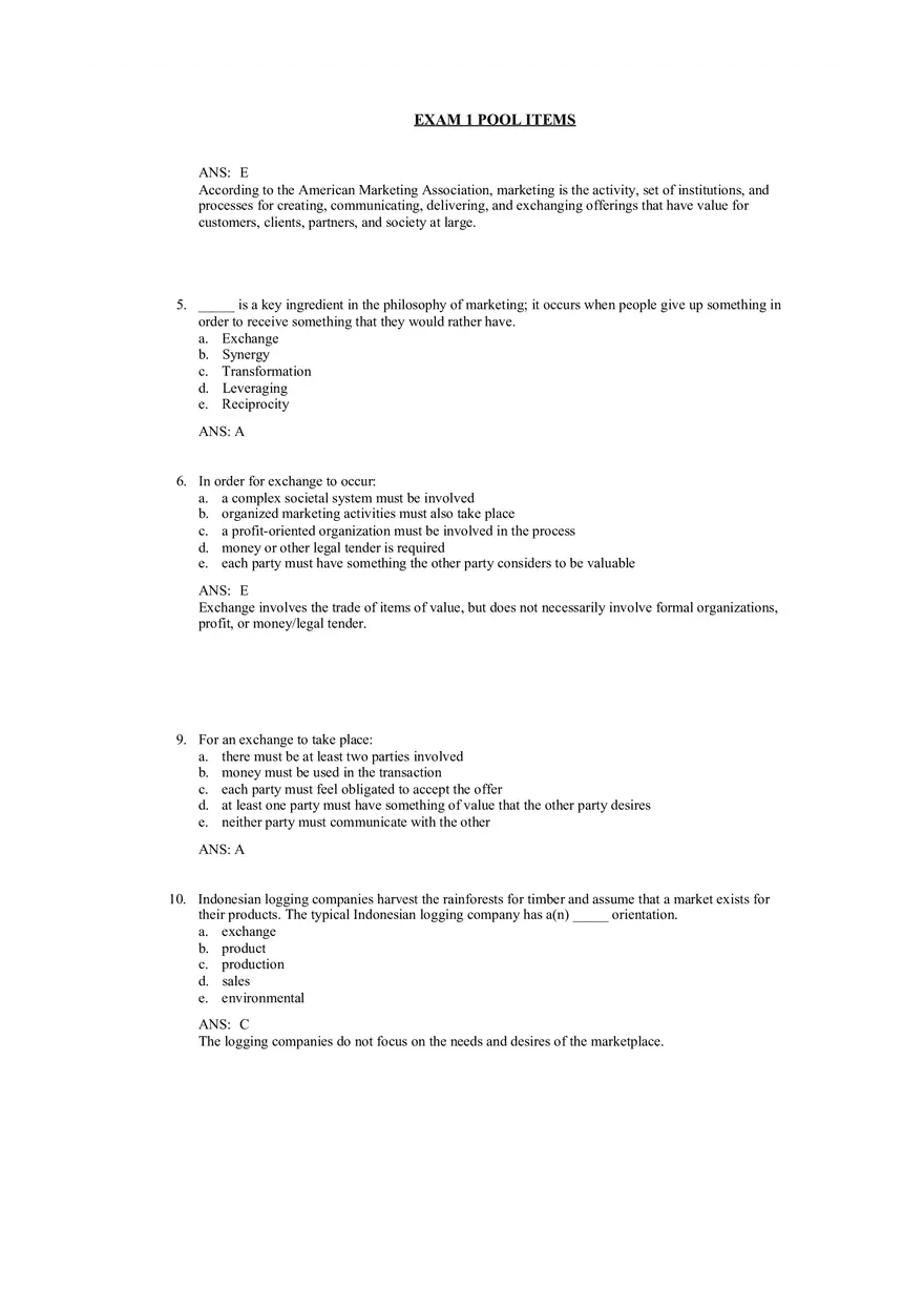 An Overview of Marketing Chapters 1-2 Answer Key - Page 2