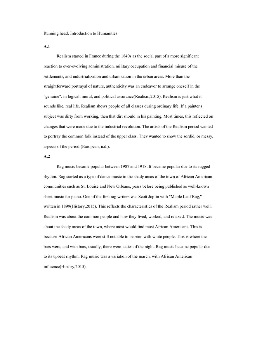 Introduction to Humanities Paper - Page 1
