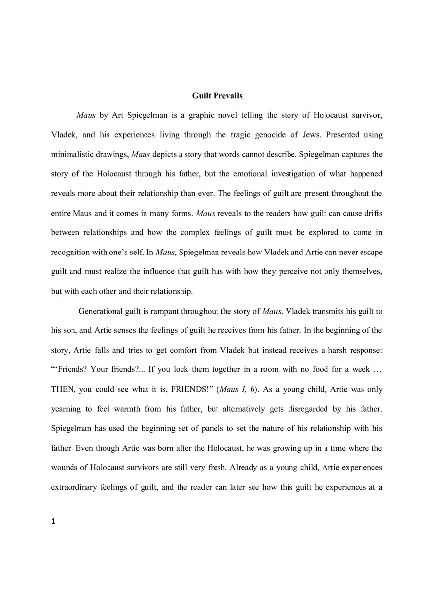 Guilt Prevails Essay - Page 1