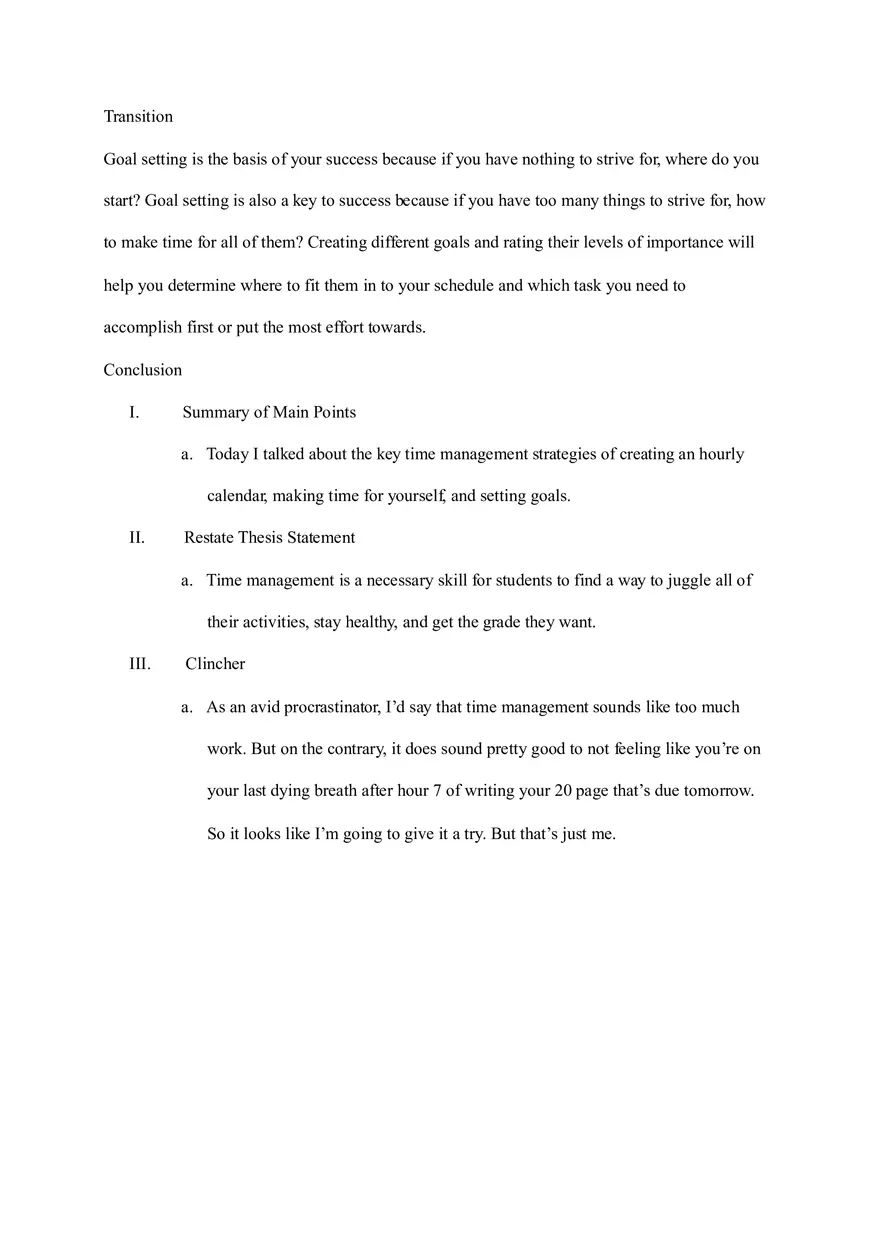 Time Management Speech Outline - Page 7