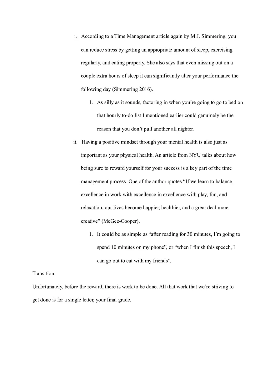 Time Management Speech Outline - Page 5