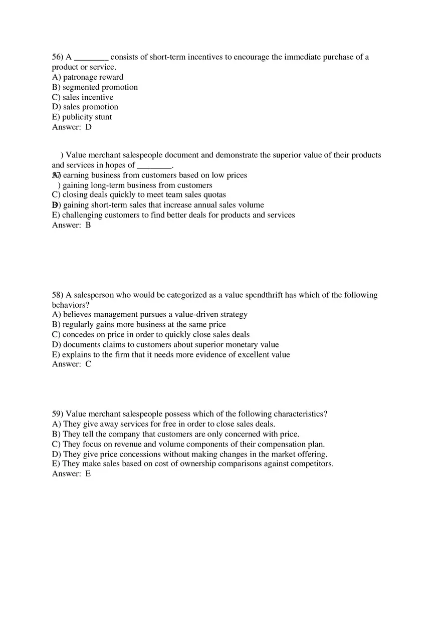 Personal Selling and Sales Promotion with Answers Part 2 - Page 8