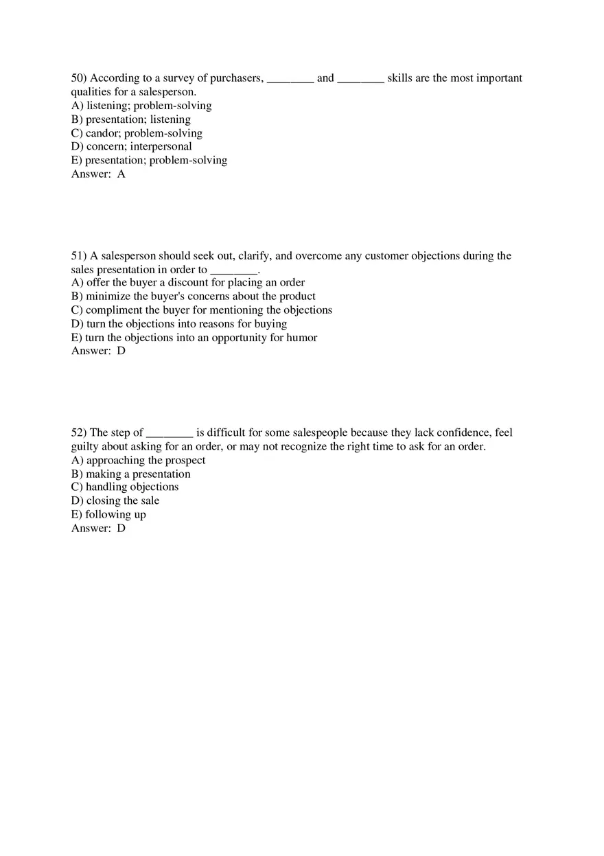 Personal Selling and Sales Promotion with Answers Part 2 - Page 6
